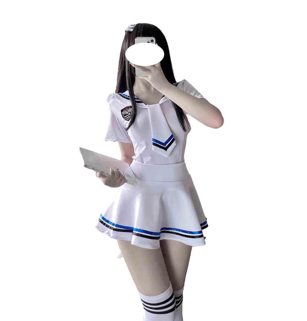 4896 School Girl Outfit Roleplay Sailor Suit Sexy Cosplay Lingerie Pleated